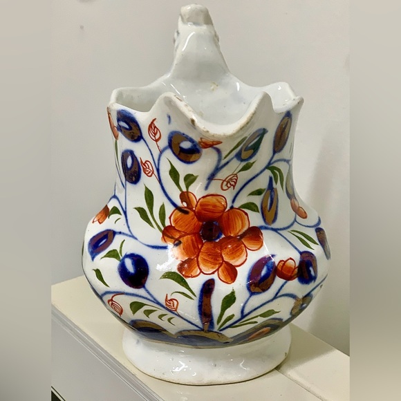 19th Century Antique Gaudy Welsh Vine  Pattern Lustreware Jug Handled Pitcher - Picture 7 of 16